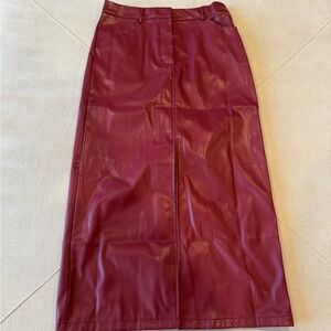 Elegant Burgundy PU Leather Skirt from Commence
